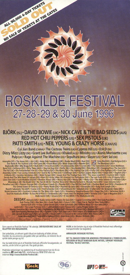 June 1996 · Roskilde Festival, Denmark RHCP Archive